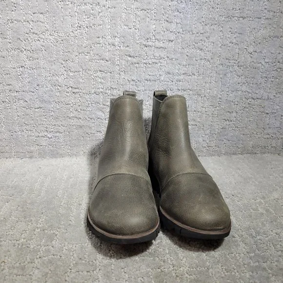 Sorel Harlow Women's Size US 5.5 Gray Leather Chelsea Pull On Ankle Boots NEW - Picture 2 of 9